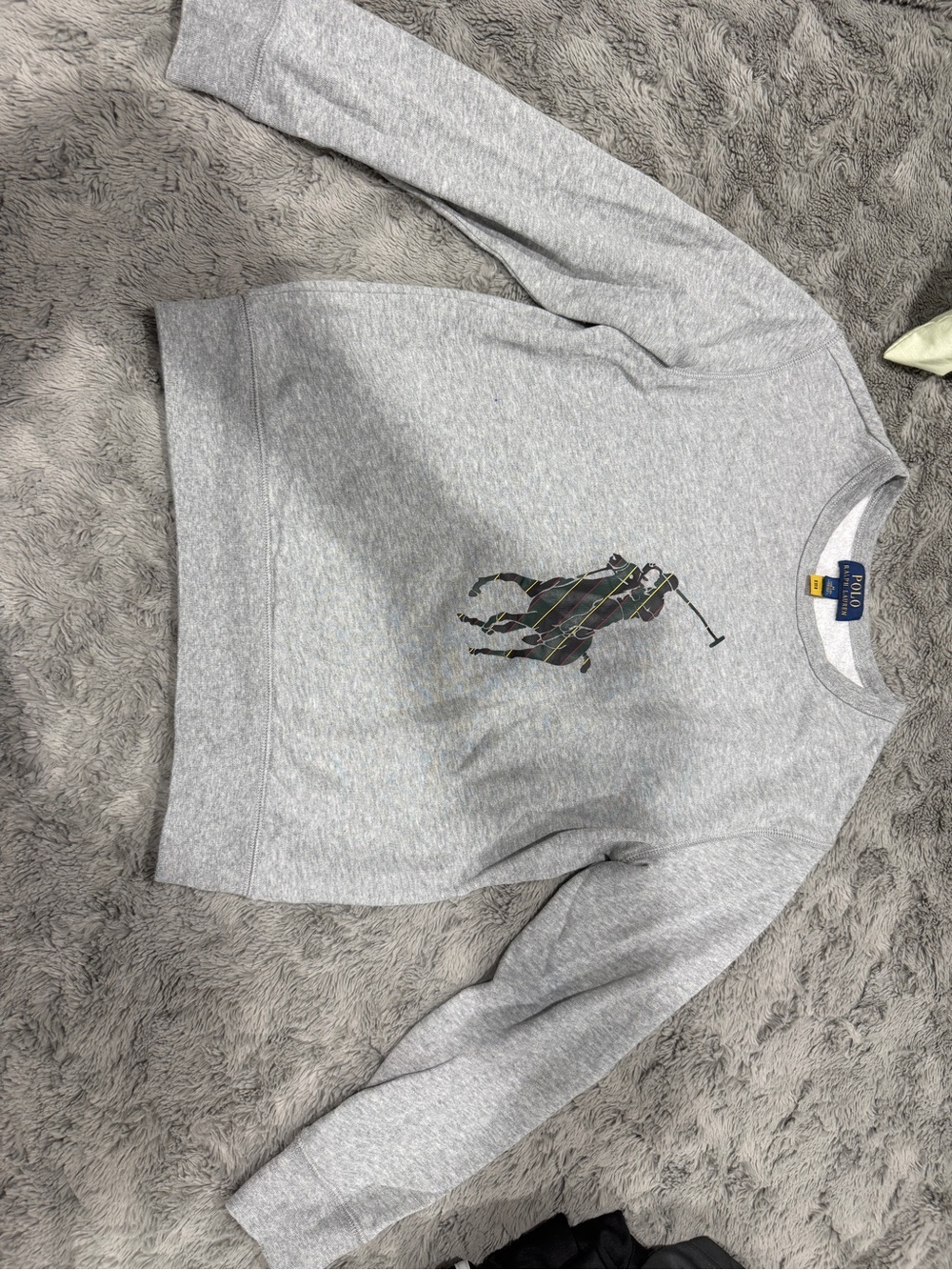 Polo Ralph Lauren Gray Crewneck Sweatshirt with Polo Player Graphic